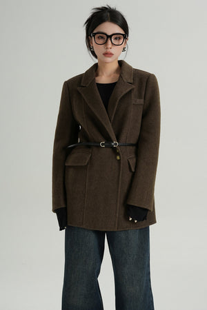 Fashionable Tweed Belted Jacket