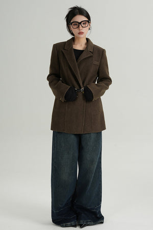 Fashionable Tweed Belted Jacket