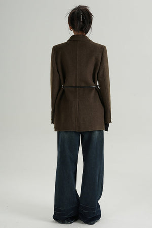 Fashionable Tweed Belted Jacket