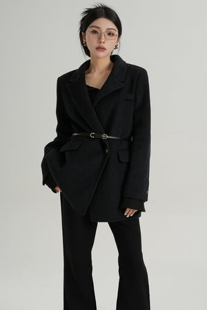 Fashionable Tweed Belted Jacket