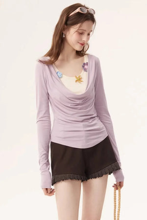 Faux Floral Knitted Top