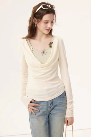 Faux Floral Knitted Top