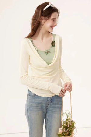 Faux Floral Knitted Top