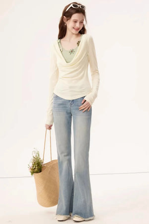 Faux Floral Knitted Top