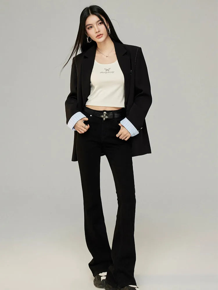 Black & Gray Faux Two-Piece Blazer