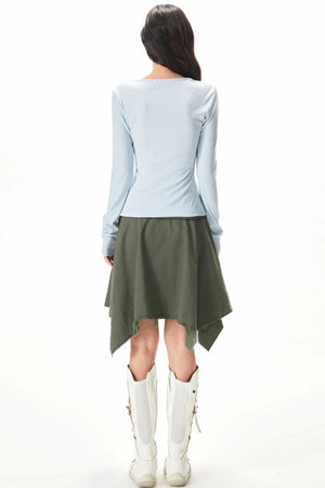 Fine Ribbed Knit Blouse