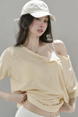 Fine Striped Double-Layered Top