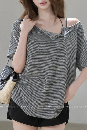 Fine Striped Double-Layered Top