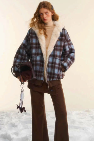 First Snow Plaid Reversible Coat