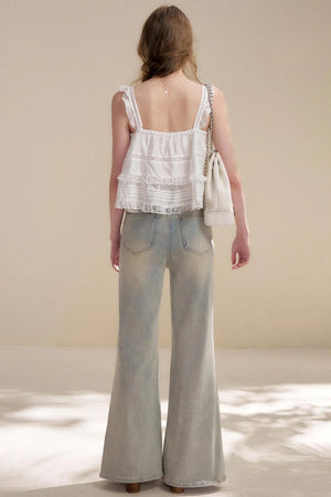 Five-Petal Flower Sequin Flare Jeans