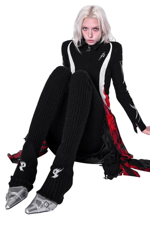 Flame Embroidered Woolen Leggings