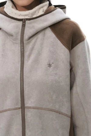 Fleece Patchwork Hooded Jacket