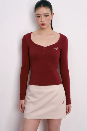 Flocked Cherry A-Line Short Skirt