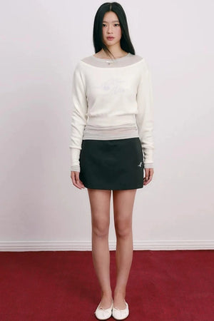 Flocked Cherry A-Line Short Skirt