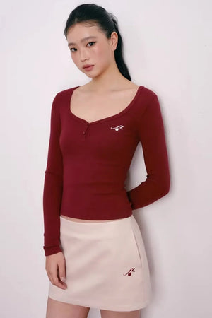 Flocked Cherry A-Line Skirt