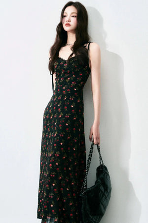 Floral Black Tie Dress