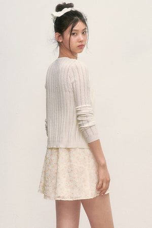 Floral Camisole Dress and Knit Cardigan Set-Up