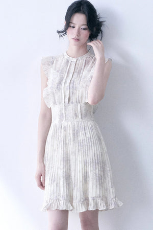 Floral Chiffon Pleated Dress