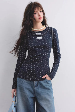 Floral Curved-Edge Vest Set