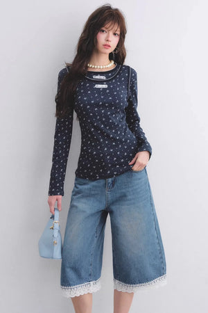 Floral Curved-Edge Vest Set