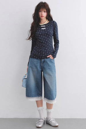 Floral Curved-Edge Vest Set