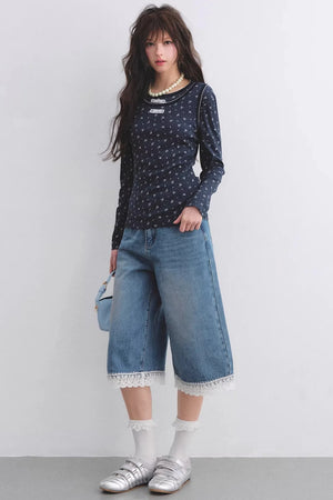 Floral Curved-Edge Vest Set