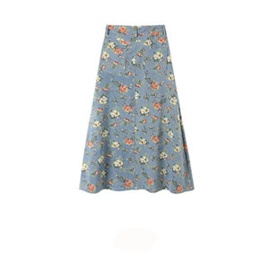 Floral Denim Skirt Set-Up