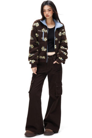 Floral Fair Isle Fleece Jacket