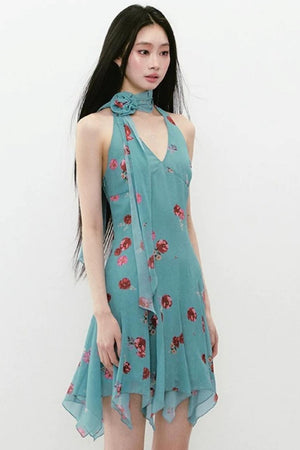 Floral Halter Neck Dress