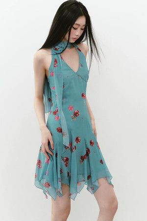 Floral Halter Neck Dress