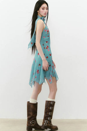 Floral Halter Neck Dress