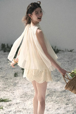 Floral Hollow-Out Puffy Skirt