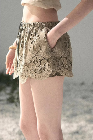 Floral Hollow-Out Puffy Skirt