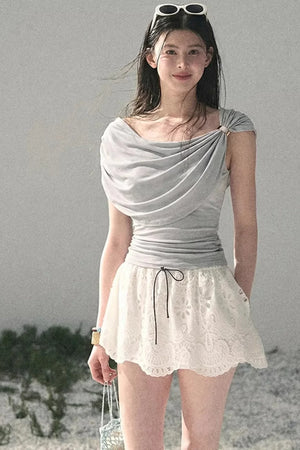 Floral Hollow-Out Puffy Skirt