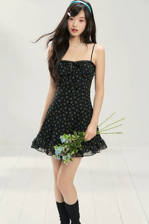 Floral Knit Cardigan & Dress Layered Top