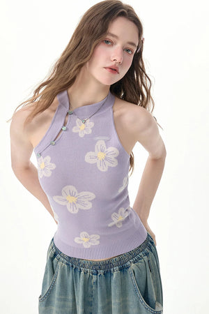 Floral Knit Halter Top