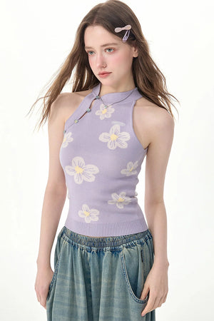Floral Knit Halter Top