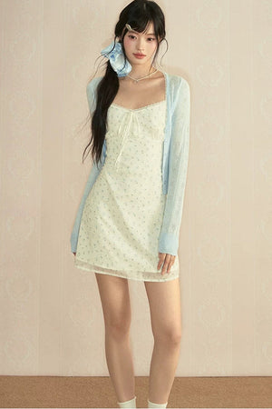 Floral Lace Camisole Dress & Cardigan Set-Up