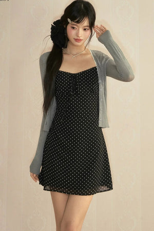 Floral Lace Camisole Dress & Cardigan Set-Up