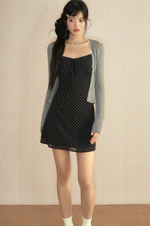 Floral Lace Camisole Dress & Cardigan Set-Up