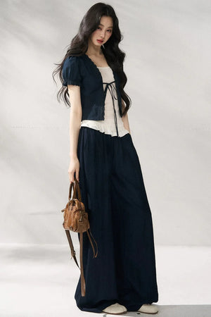 Floral Lace Suspender Cardigan Set-Up