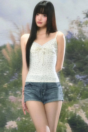 Floral Lace-Trimmed Camisole Top Set-Up