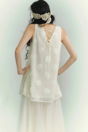Floral Lace-Up Vest Dress