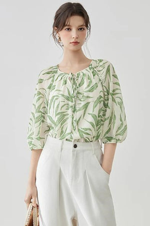 Floral Lantern Sleeve Blouse