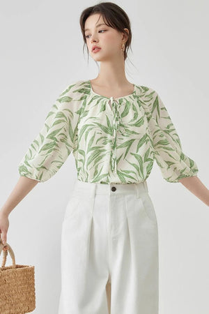 Floral Lantern Sleeve Blouse