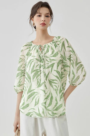 Floral Lantern Sleeve Blouse