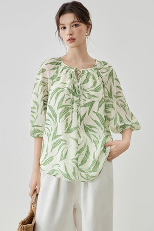 Floral Lantern Sleeve Blouse