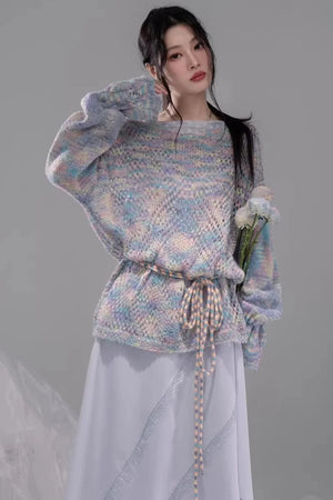 Floral Mist Blue Wool Sweater Set