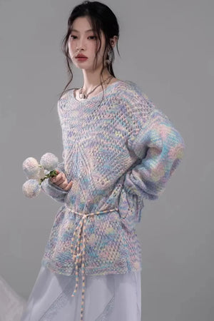 Floral Mist Blue Wool Sweater Set