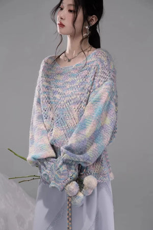Floral Mist Blue Wool Sweater Set